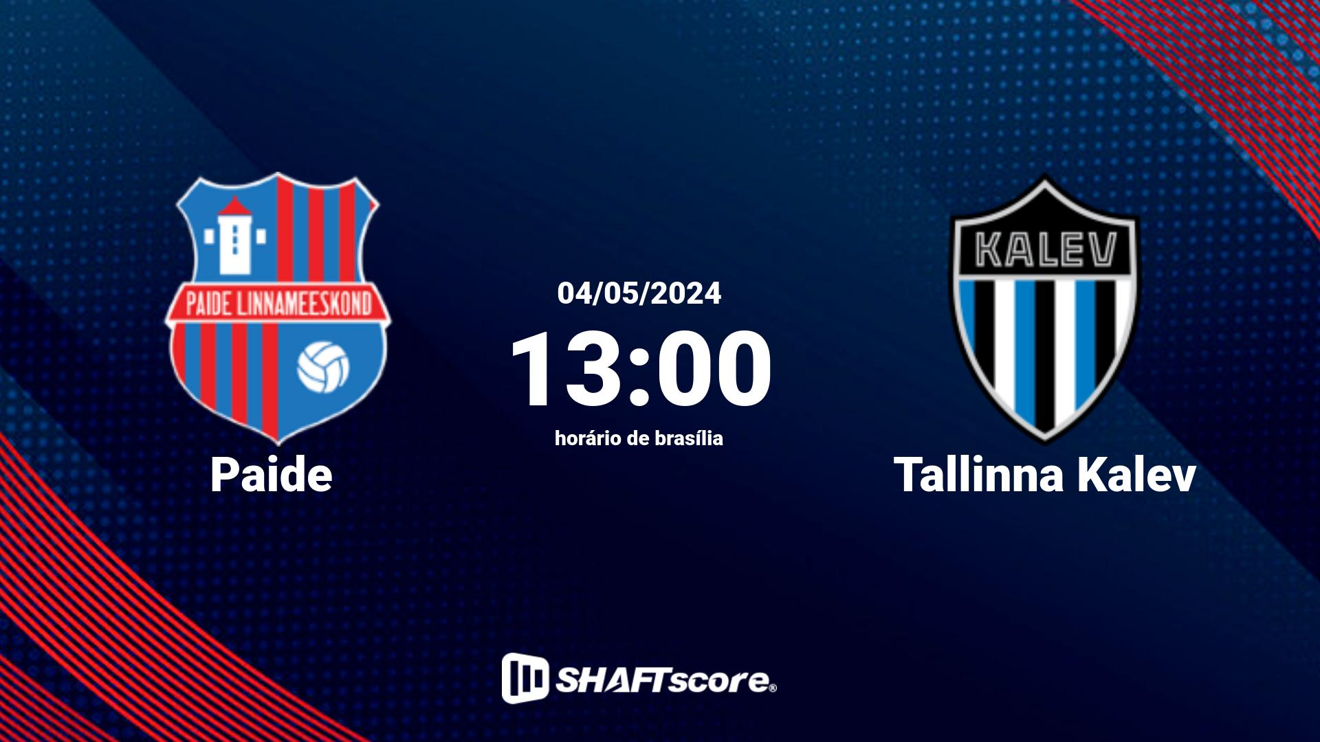 Estatísticas do jogo Paide vs Tallinna Kalev 04.05 13:00