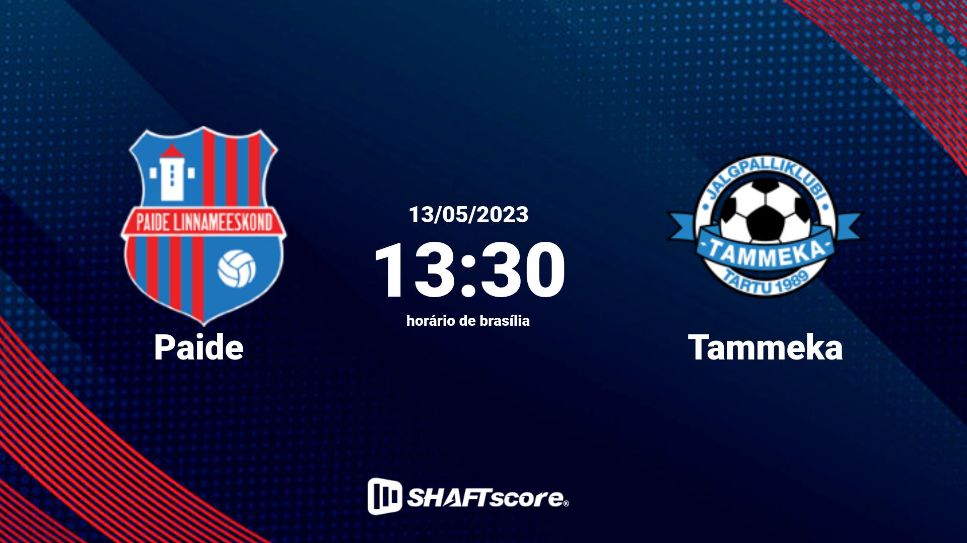 Estatísticas do jogo Paide vs Tammeka 13.05 13:30