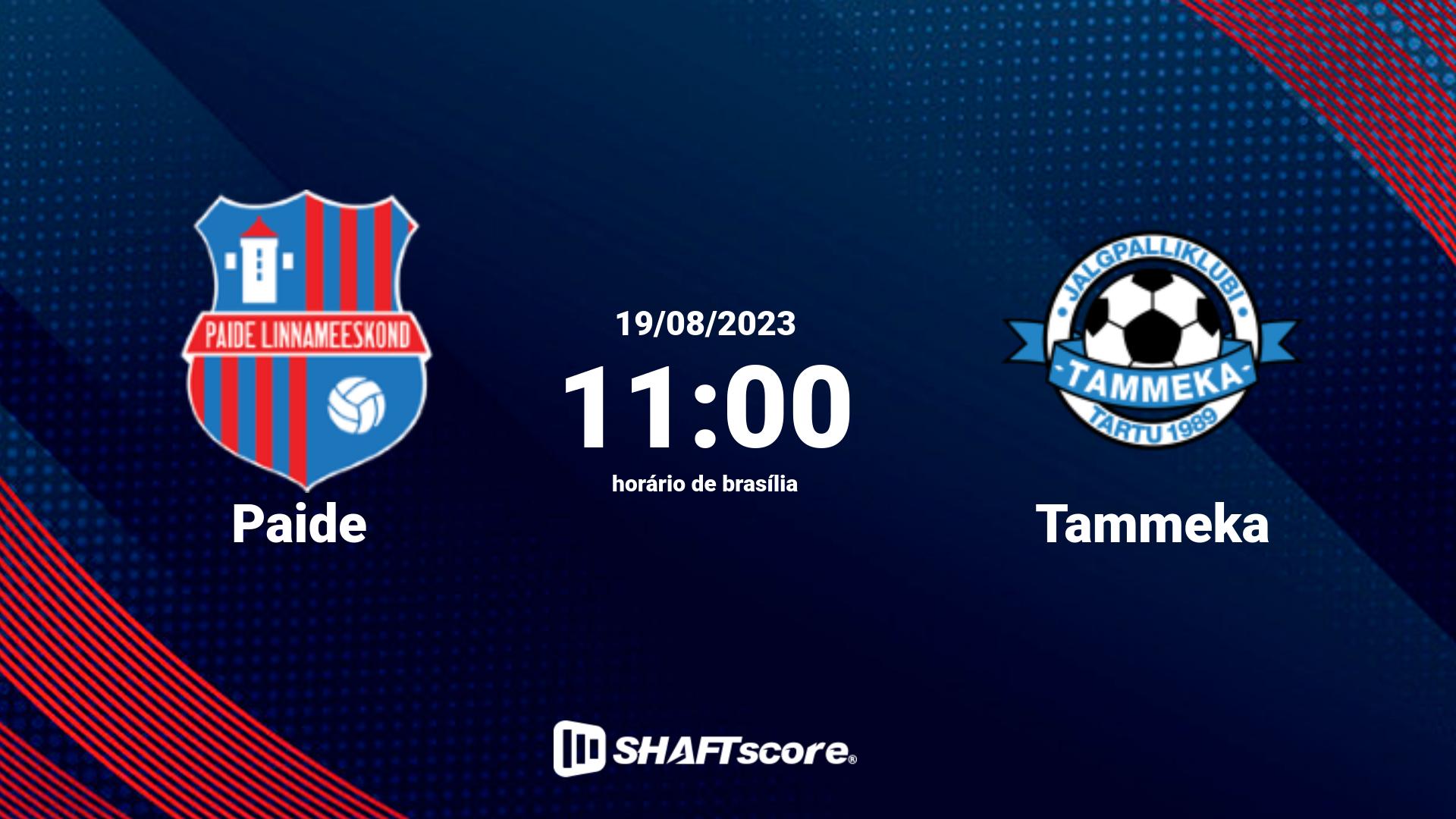 Estatísticas do jogo Paide vs Tammeka 19.08 11:00