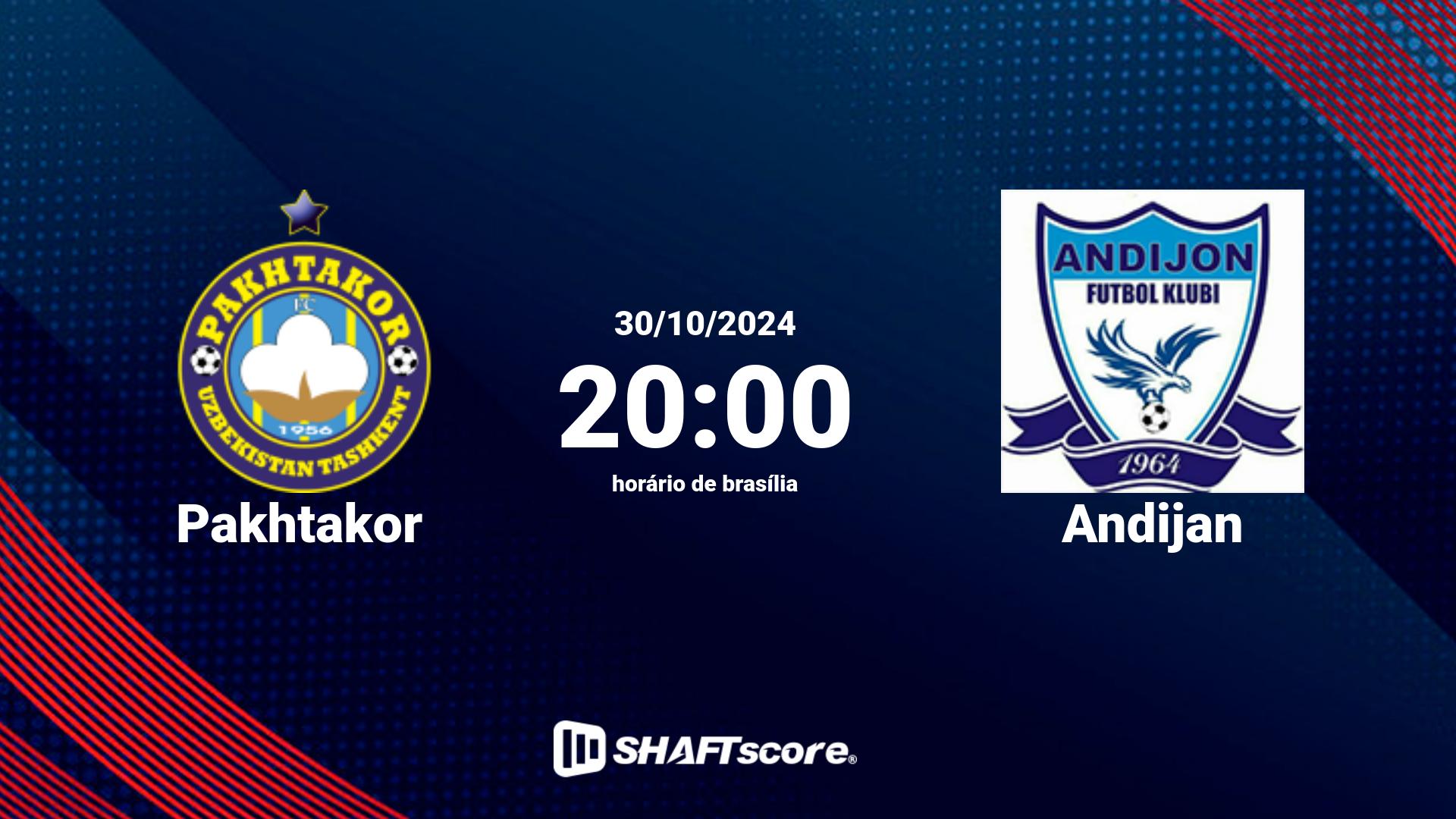 Estatísticas do jogo Pakhtakor vs Andijan 30.10 20:00