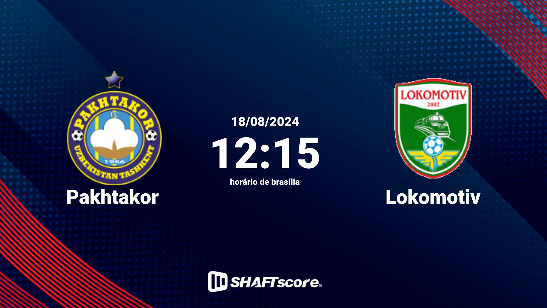 Estatísticas do jogo Pakhtakor vs Lokomotiv 18.08 12:15