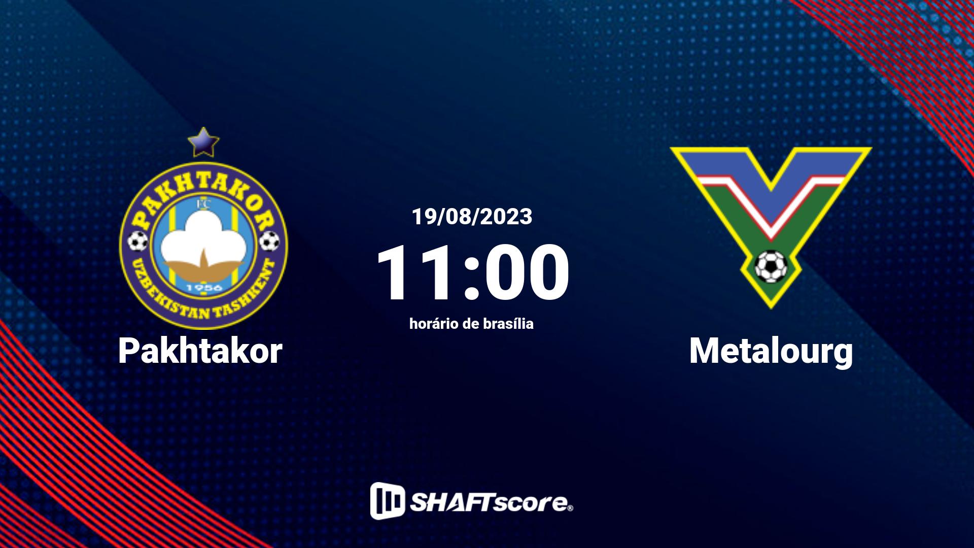 Estatísticas do jogo Pakhtakor vs Metalourg 19.08 11:00