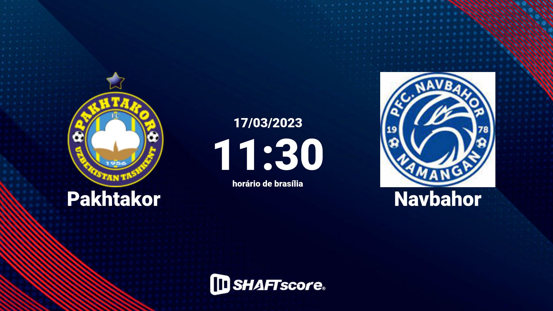 Estatísticas do jogo Pakhtakor vs Navbahor 17.03 11:30