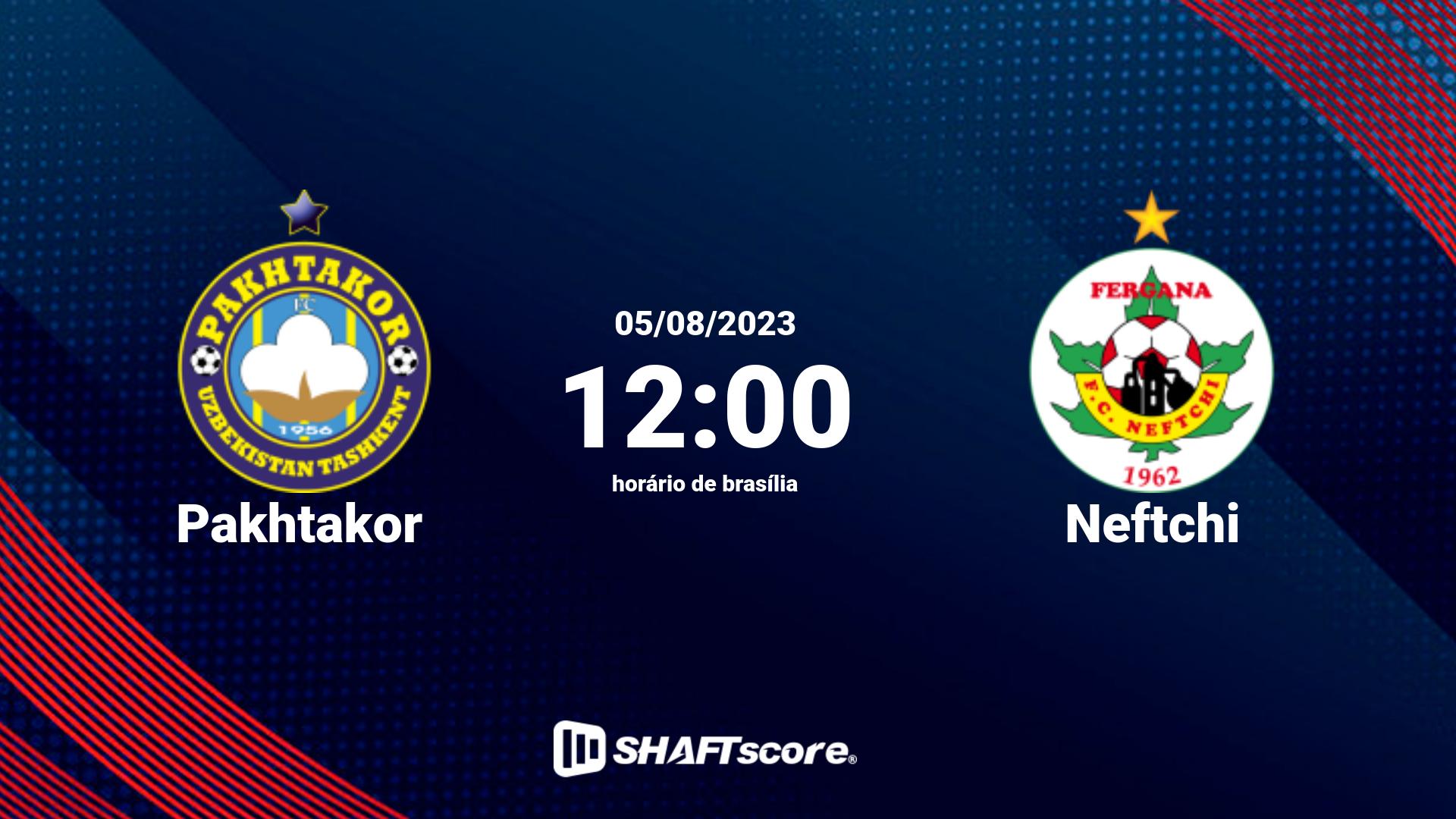 Estatísticas do jogo Pakhtakor vs Neftchi 05.08 12:00