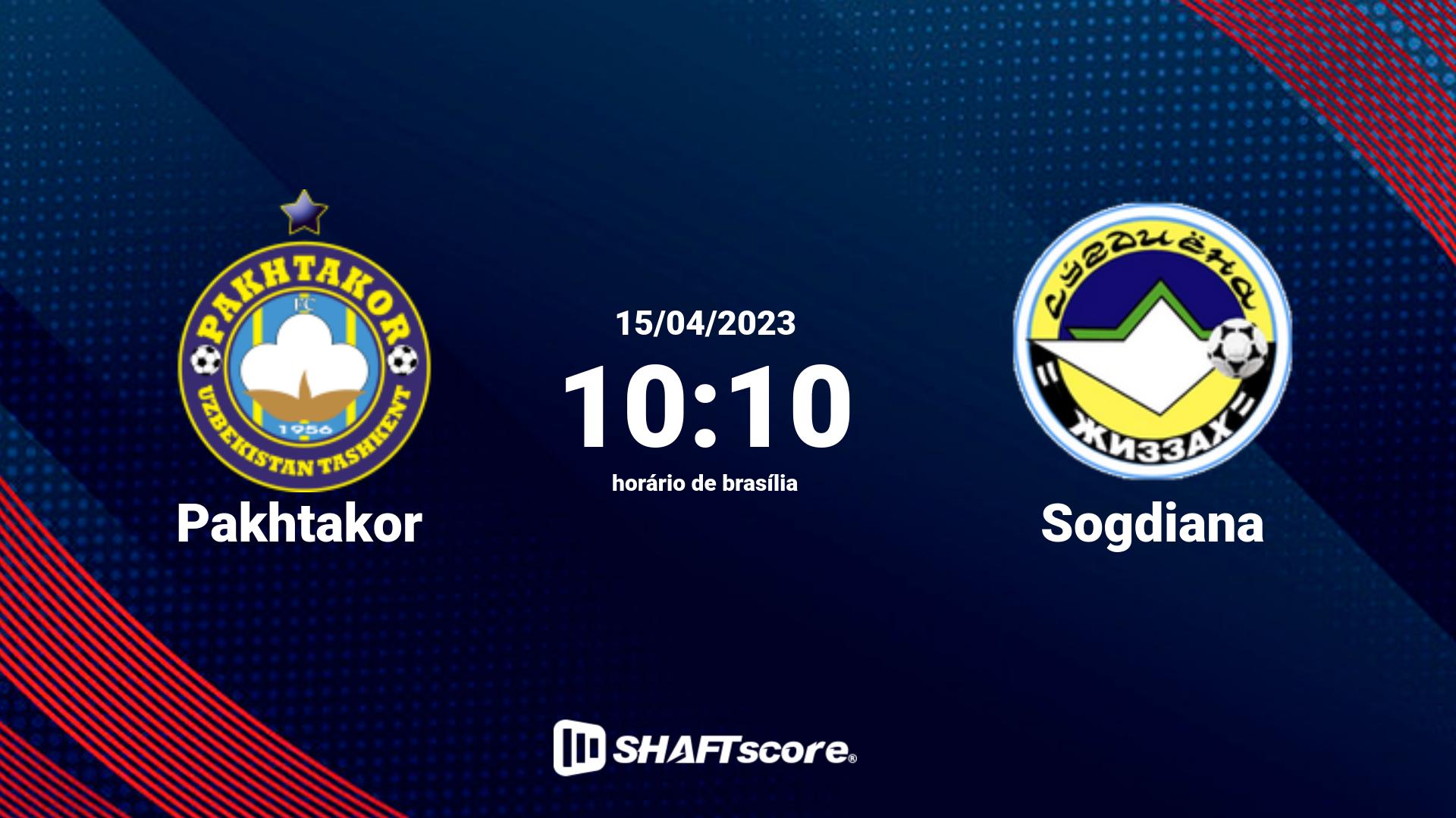 Estatísticas do jogo Pakhtakor vs Sogdiana 15.04 10:10