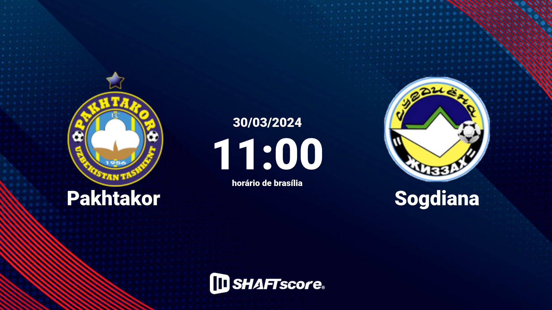 Estatísticas do jogo Pakhtakor vs Sogdiana 30.03 11:00