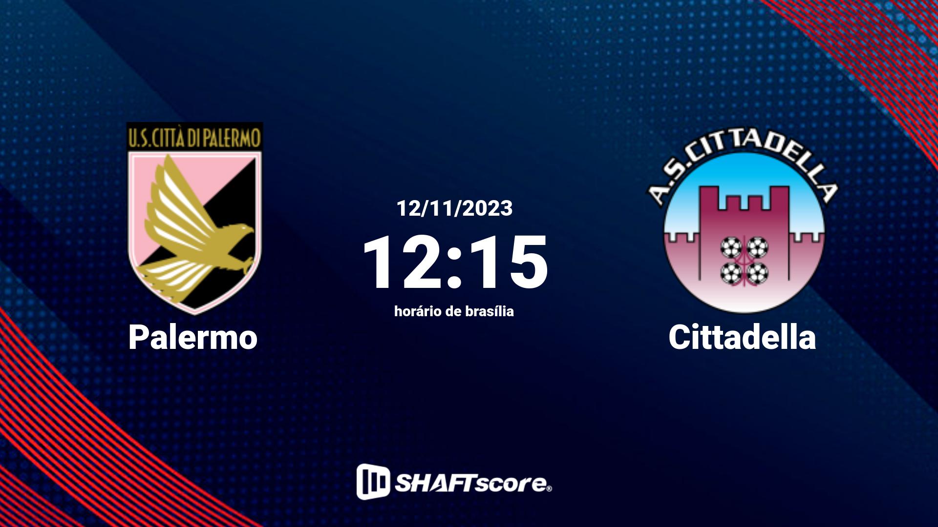 Estatísticas do jogo Palermo vs Cittadella 12.11 12:15