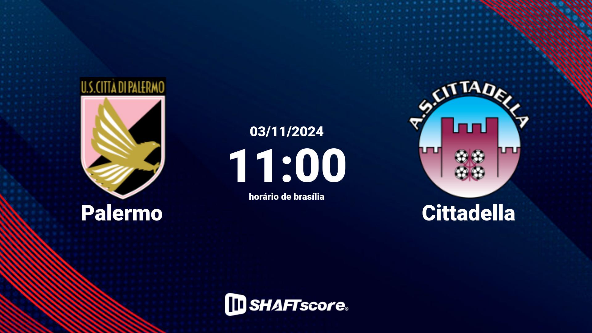 Estatísticas do jogo Palermo vs Cittadella 03.11 11:00