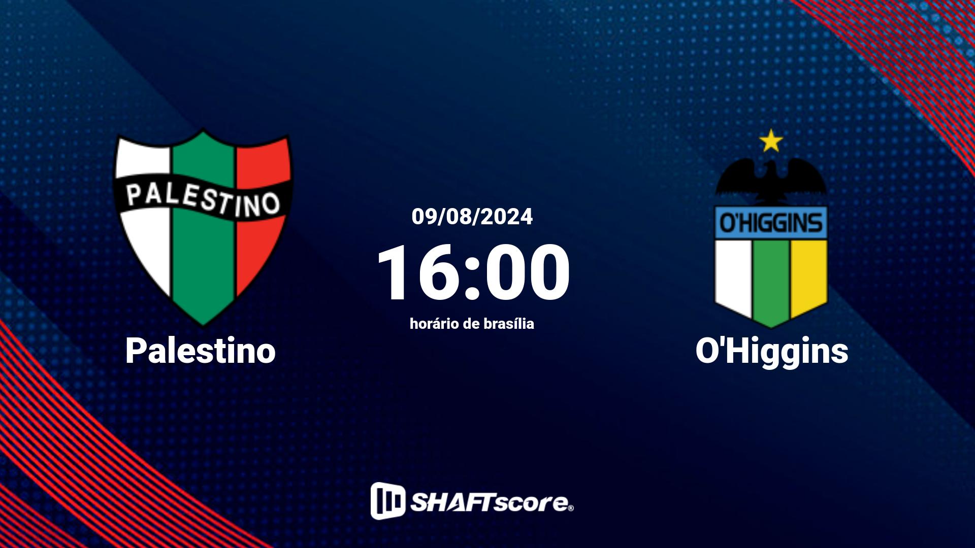 Estatísticas do jogo Palestino vs O'Higgins 09.08 16:00