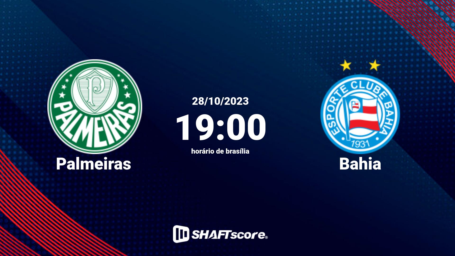 Estatísticas do jogo Palmeiras vs Bahia 28.10 19:00