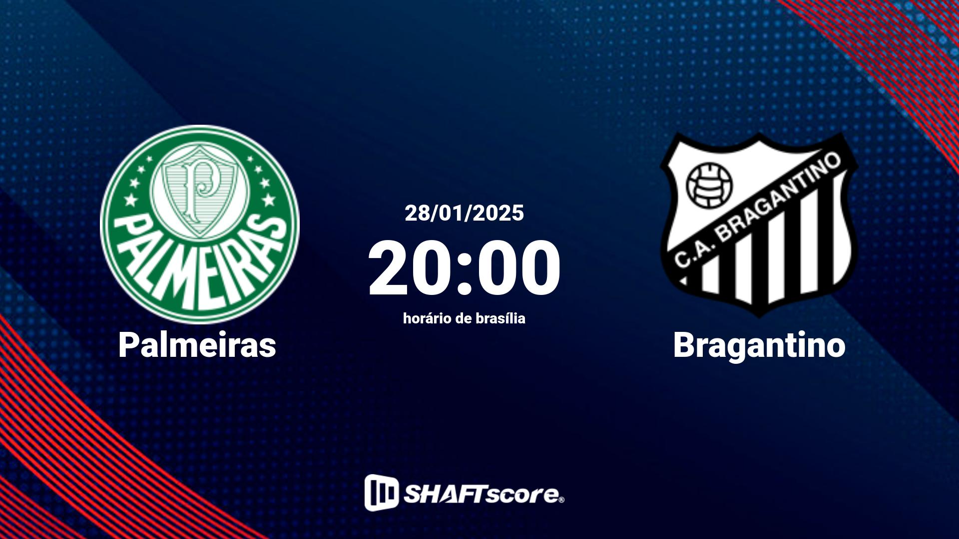 Estatísticas do jogo Palmeiras vs Bragantino 28.01 20:00