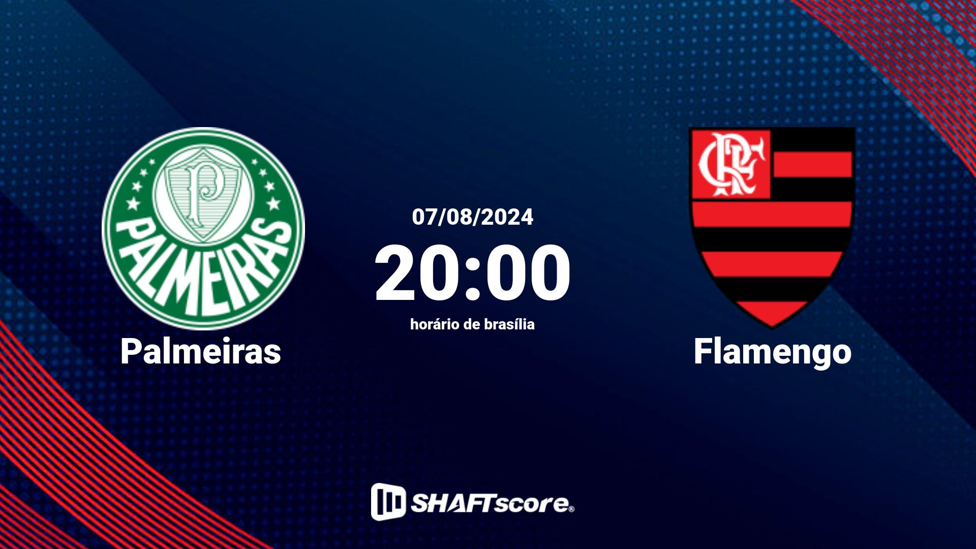 Estatísticas do jogo Palmeiras vs Flamengo 07.08 20:00