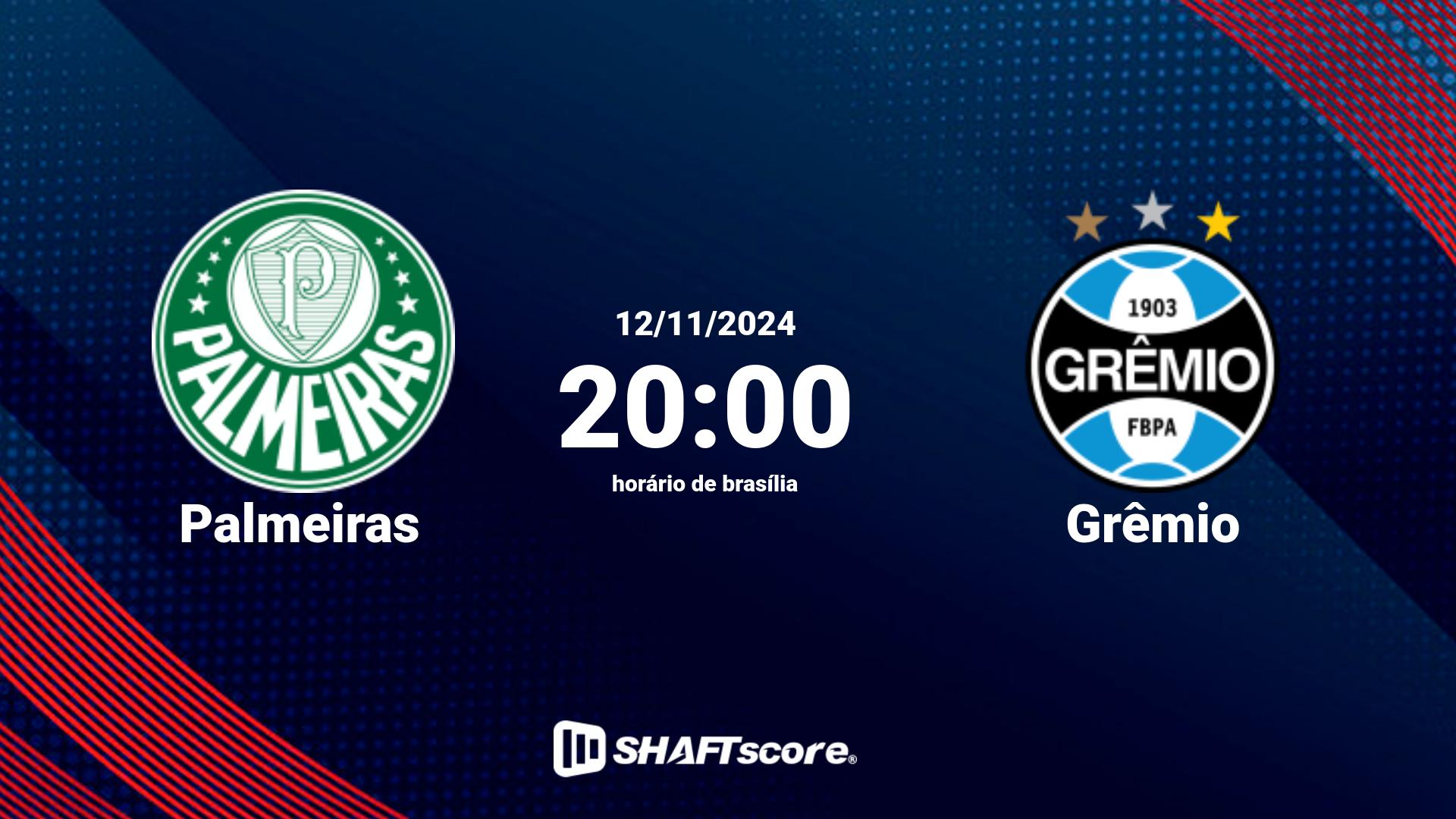 Estatísticas do jogo Palmeiras vs Grêmio 08.11 21:30