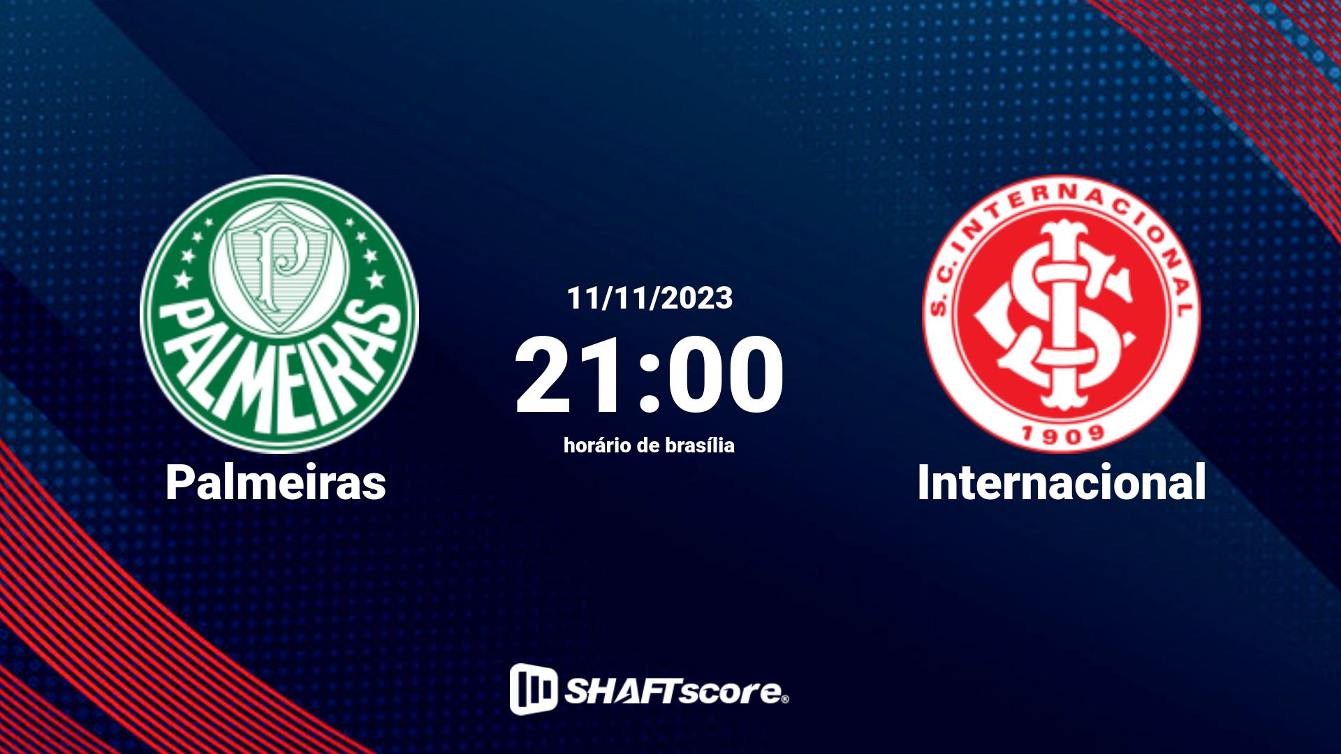 Estatísticas do jogo Palmeiras vs Internacional 11.11 21:00