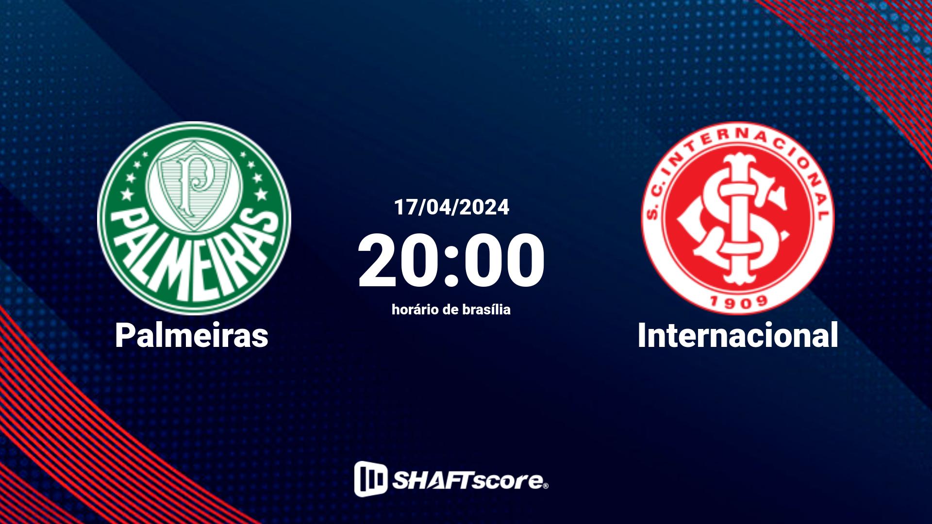 Estatísticas do jogo Palmeiras vs Internacional 17.04 20:00