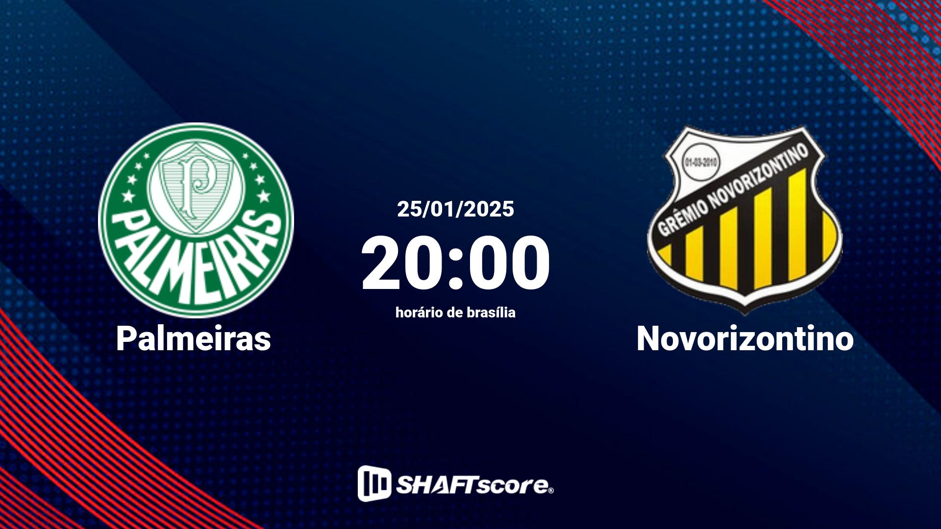 Estatísticas do jogo Palmeiras vs Novorizontino 25.01 20:00