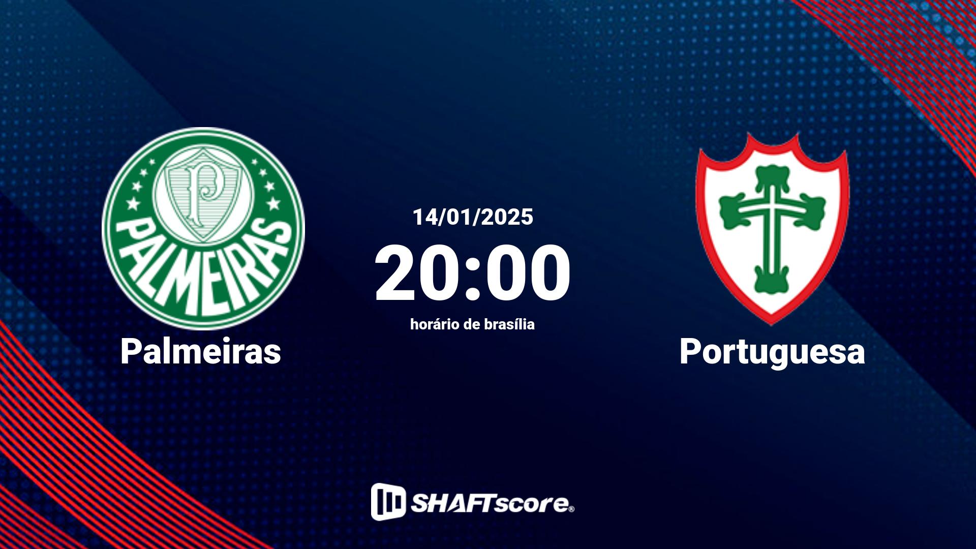 Estatísticas do jogo Palmeiras vs Portuguesa 14.01 20:00