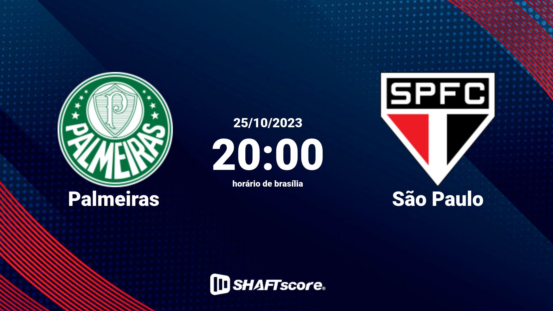 Estatísticas do jogo Palmeiras vs São Paulo 25.10 20:00