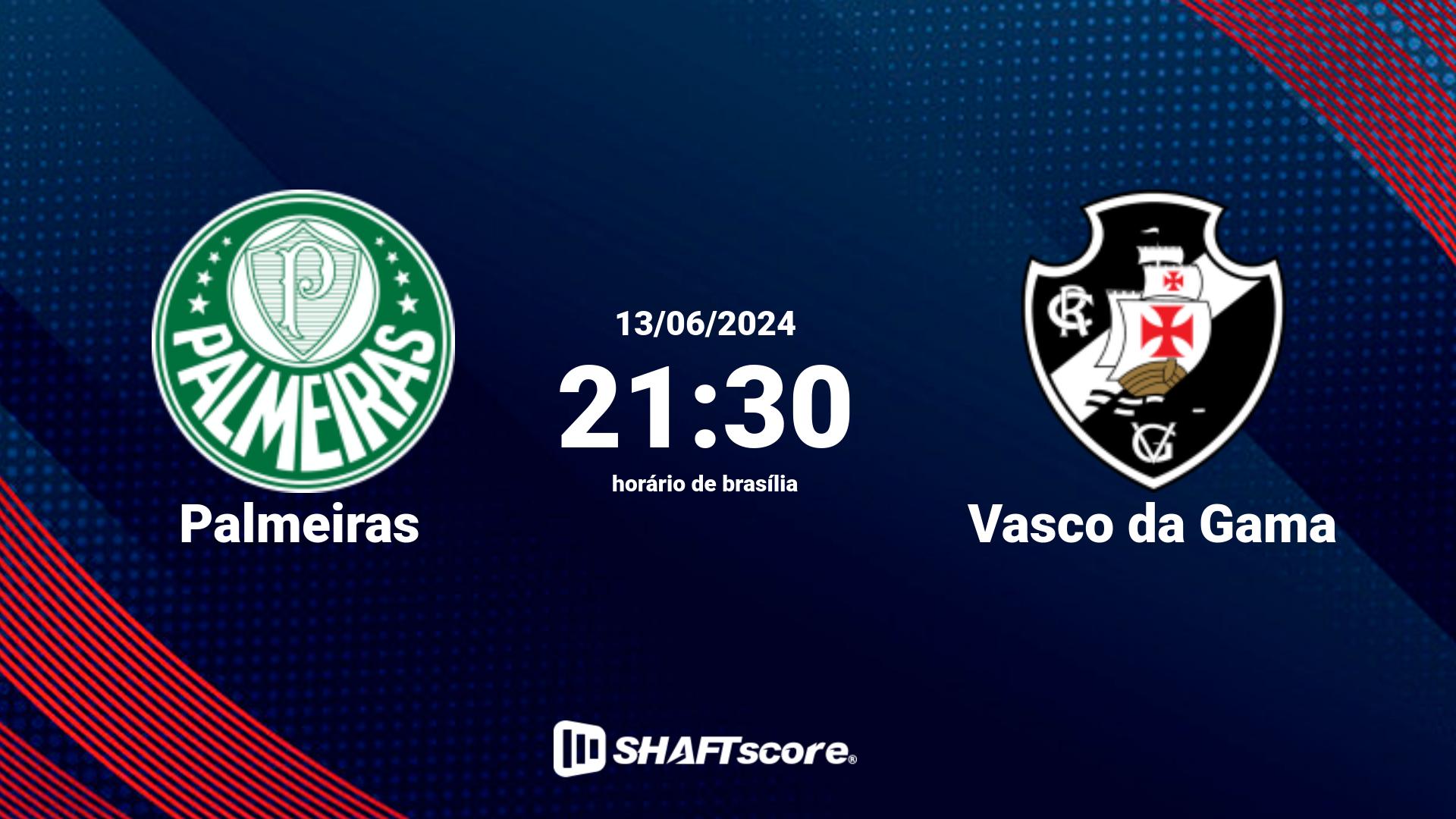 Estatísticas do jogo Palmeiras vs Vasco da Gama 13.06 21:30