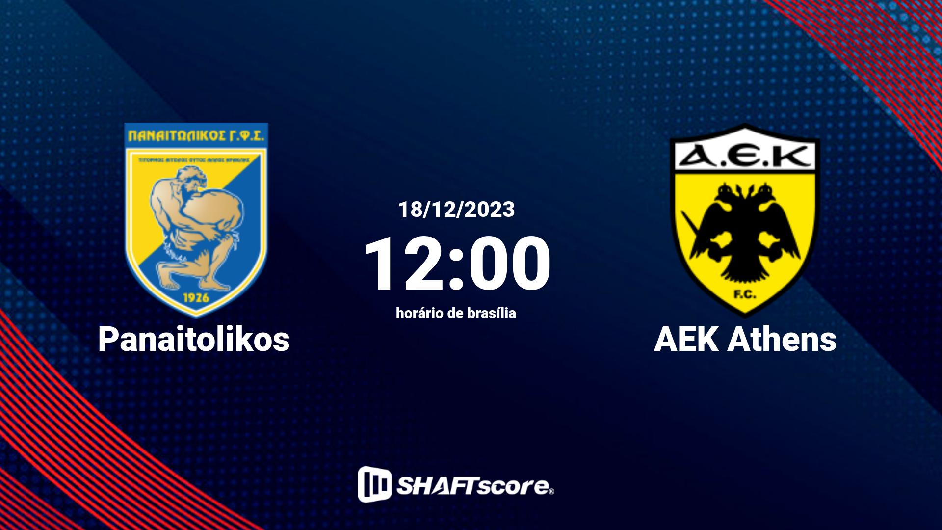 Estatísticas do jogo Panaitolikos vs AEK Athens 18.12 12:00