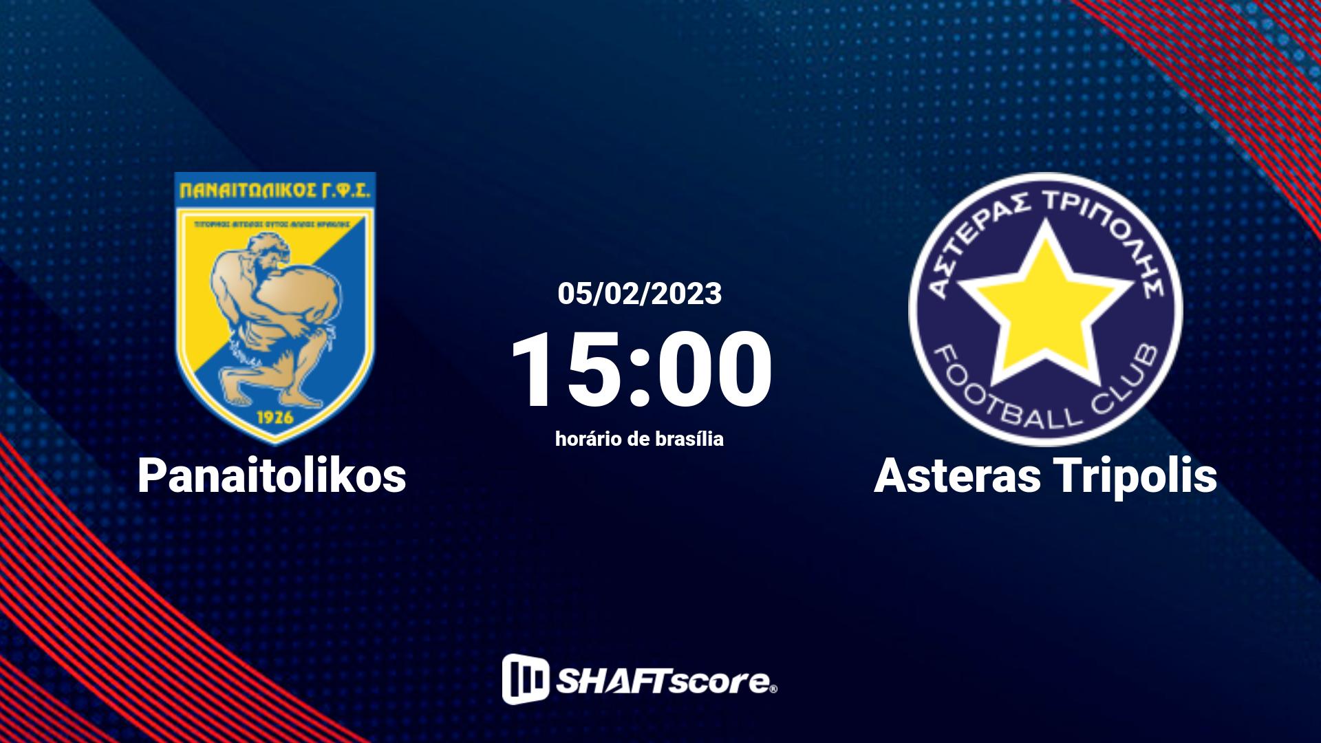 Estatísticas do jogo Panaitolikos vs Asteras Tripolis 05.02 15:00