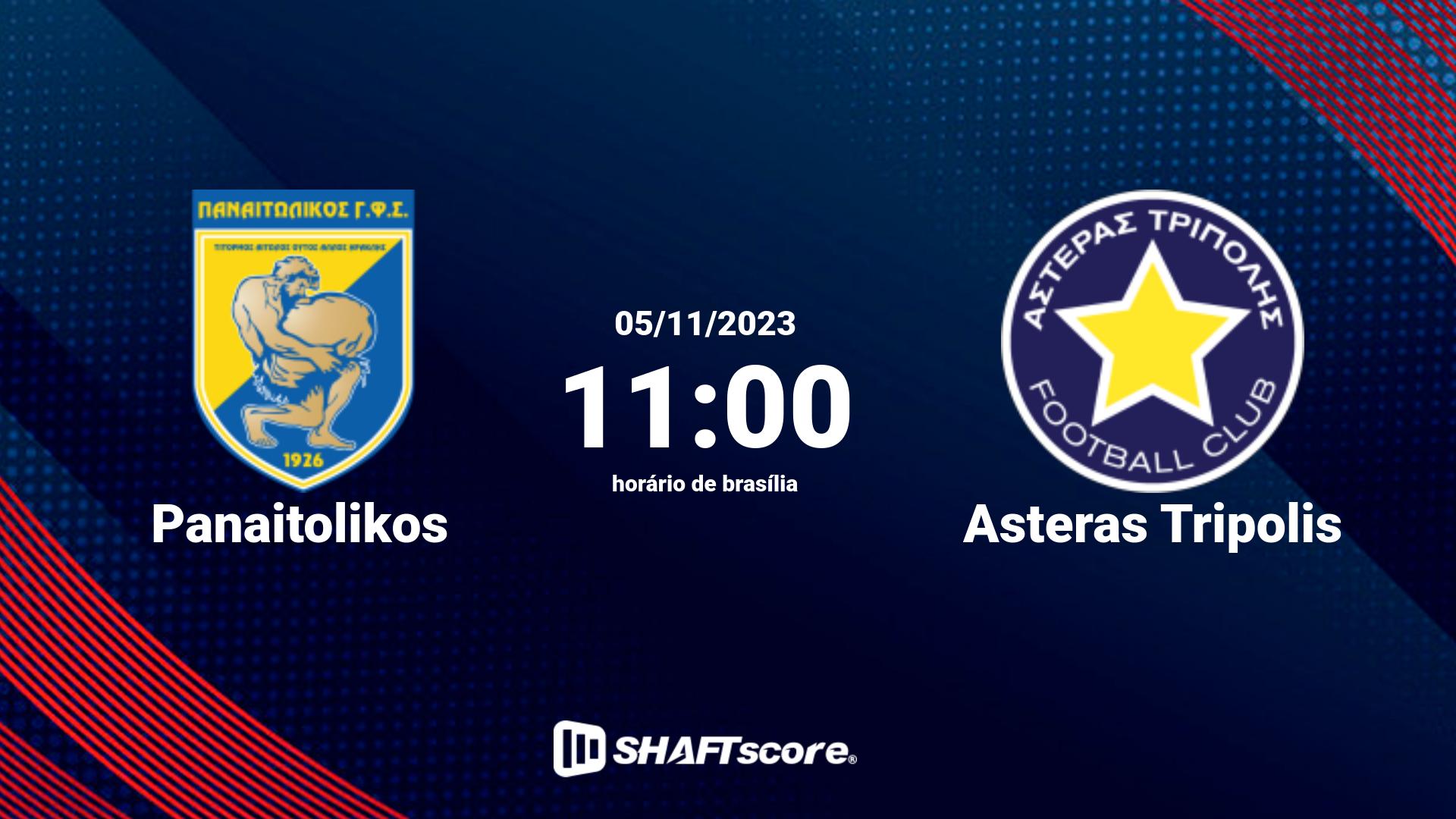 Estatísticas do jogo Panaitolikos vs Asteras Tripolis 05.11 11:00