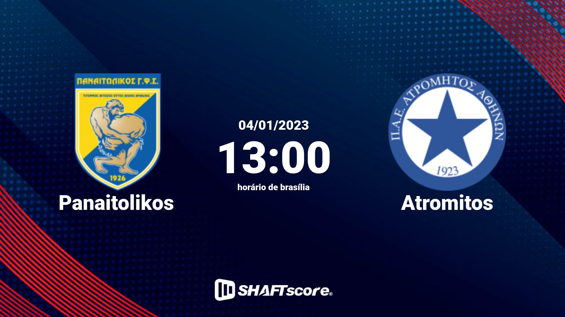 Estatísticas do jogo Panaitolikos vs Atromitos 04.01 13:00