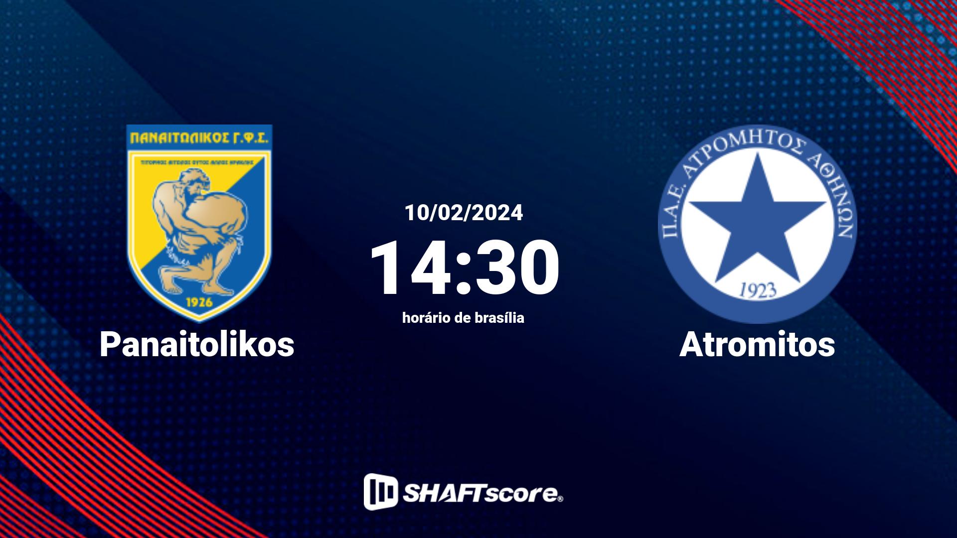 Estatísticas do jogo Panaitolikos vs Atromitos 10.02 14:30