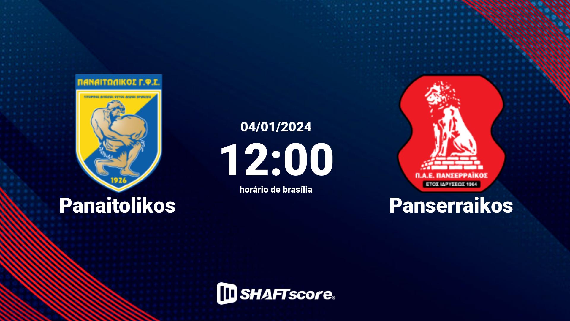 Estatísticas do jogo Panaitolikos vs Panserraikos 04.01 12:00