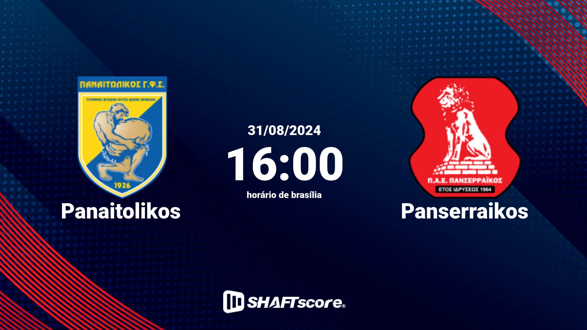 Estatísticas do jogo Panaitolikos vs Panserraikos 31.08 16:00