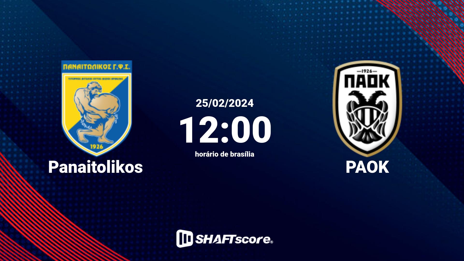 Estatísticas do jogo Panaitolikos vs PAOK 25.02 12:00