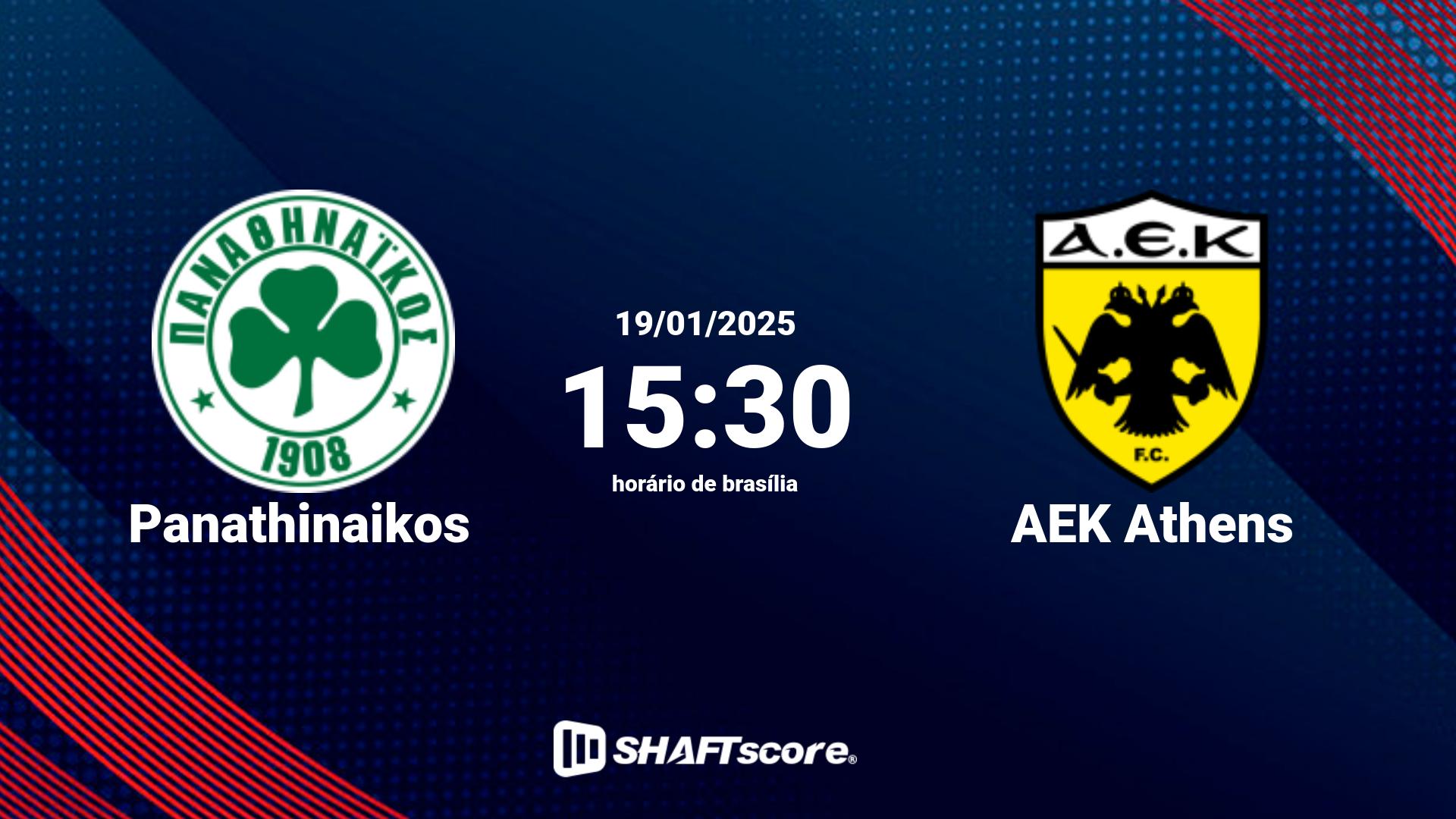 Estatísticas do jogo Panathinaikos vs AEK Athens 19.01 15:30