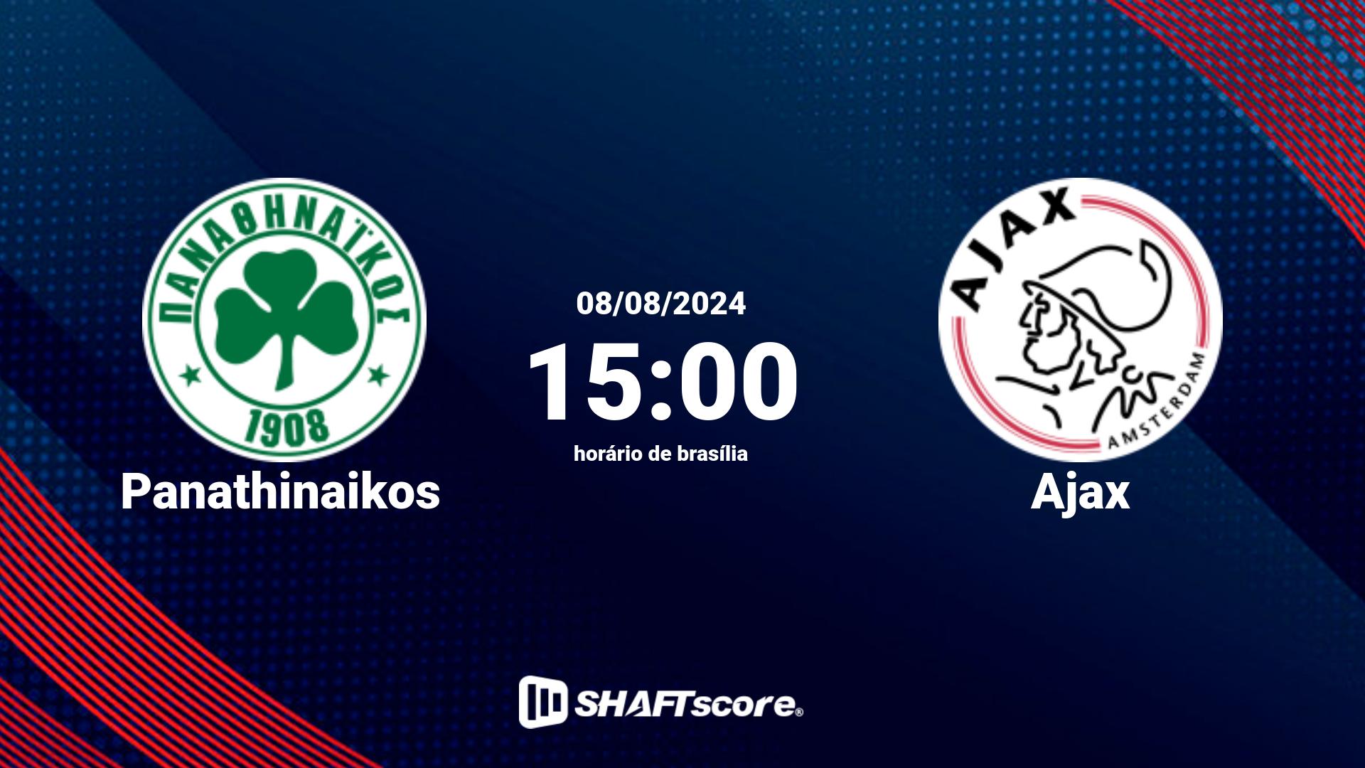 Estatísticas do jogo Panathinaikos vs Ajax 08.08 15:00