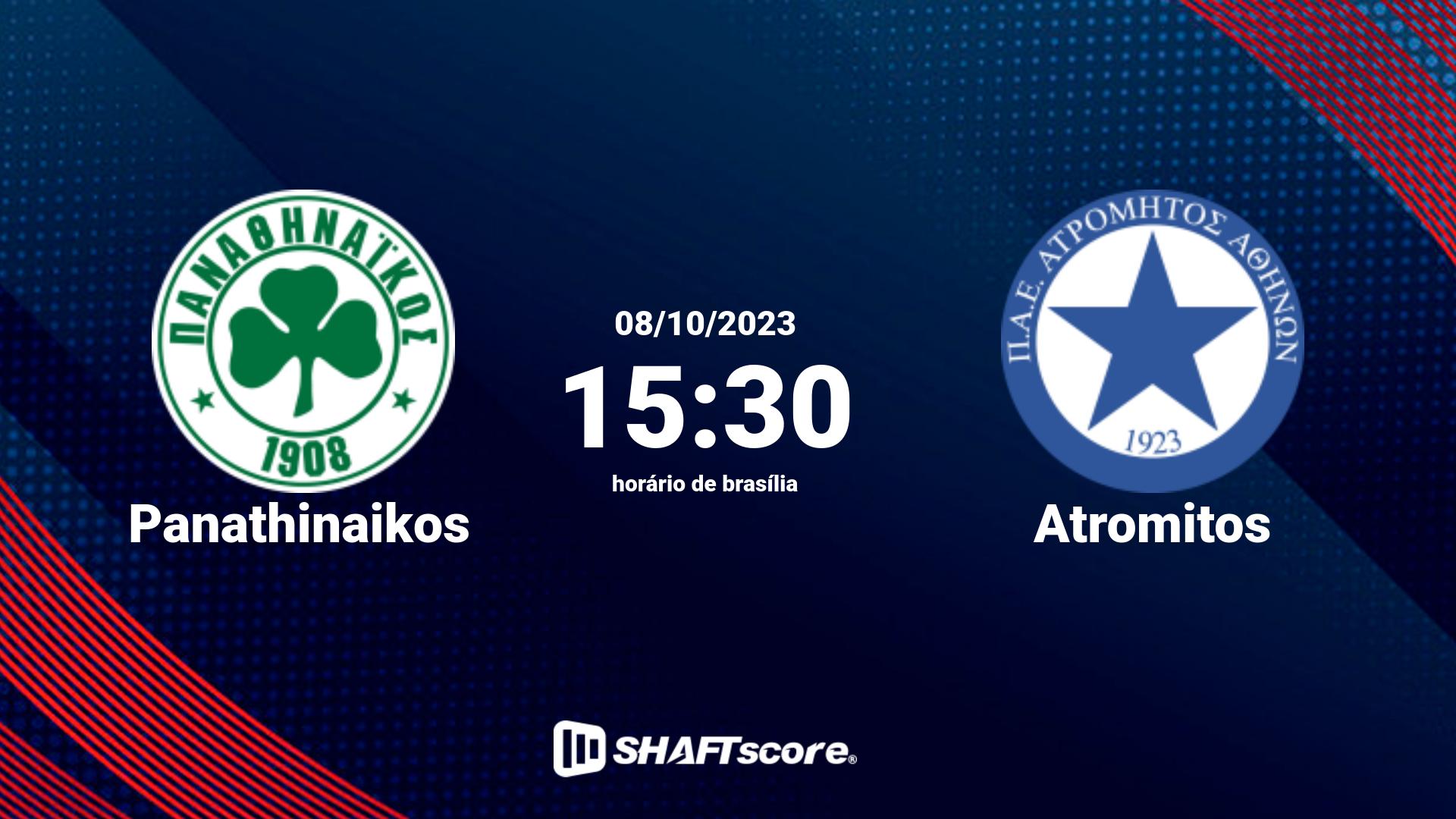 Estatísticas do jogo Panathinaikos vs Atromitos 08.10 15:30