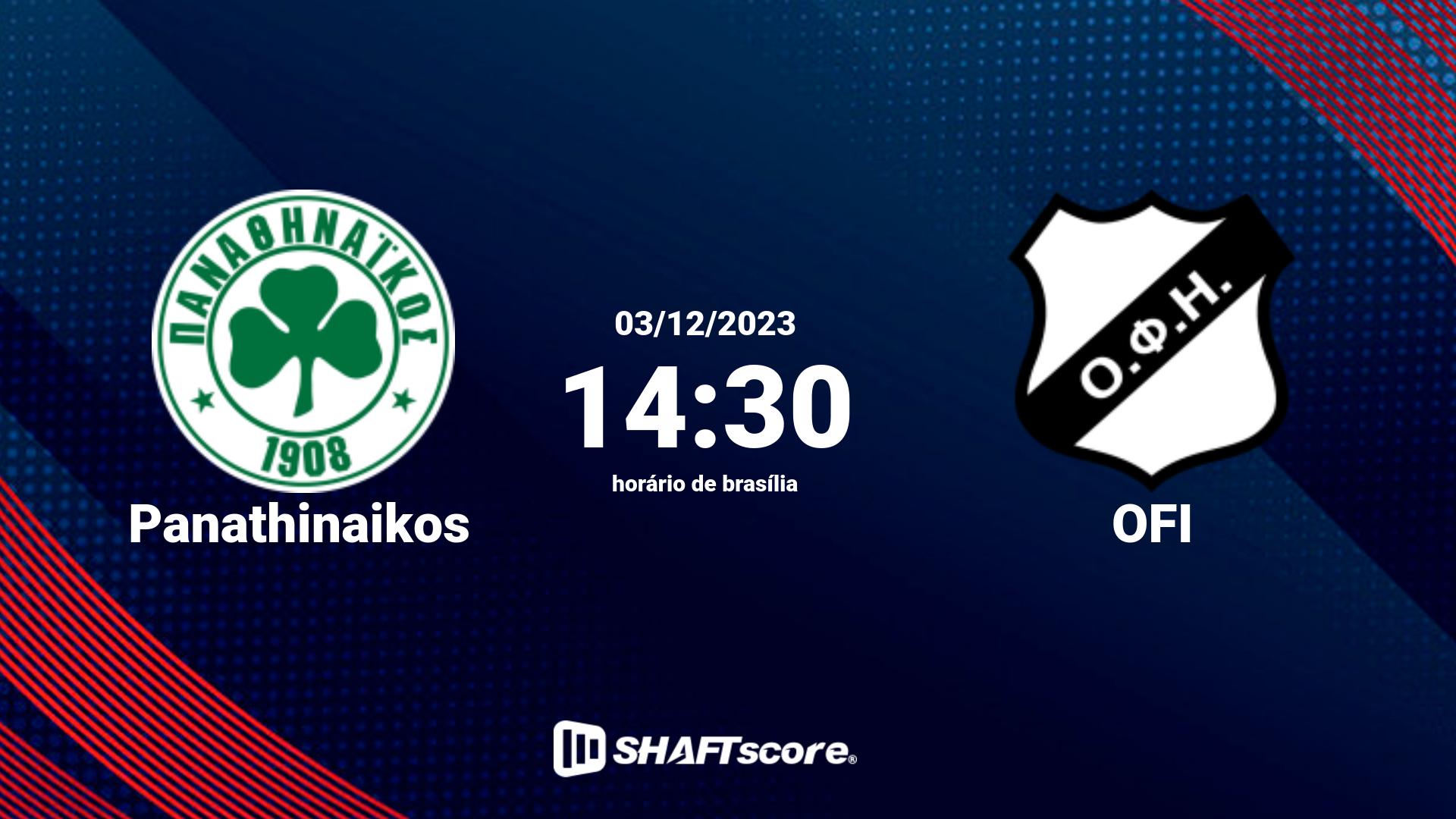 Estatísticas do jogo Panathinaikos vs OFI 03.12 14:30