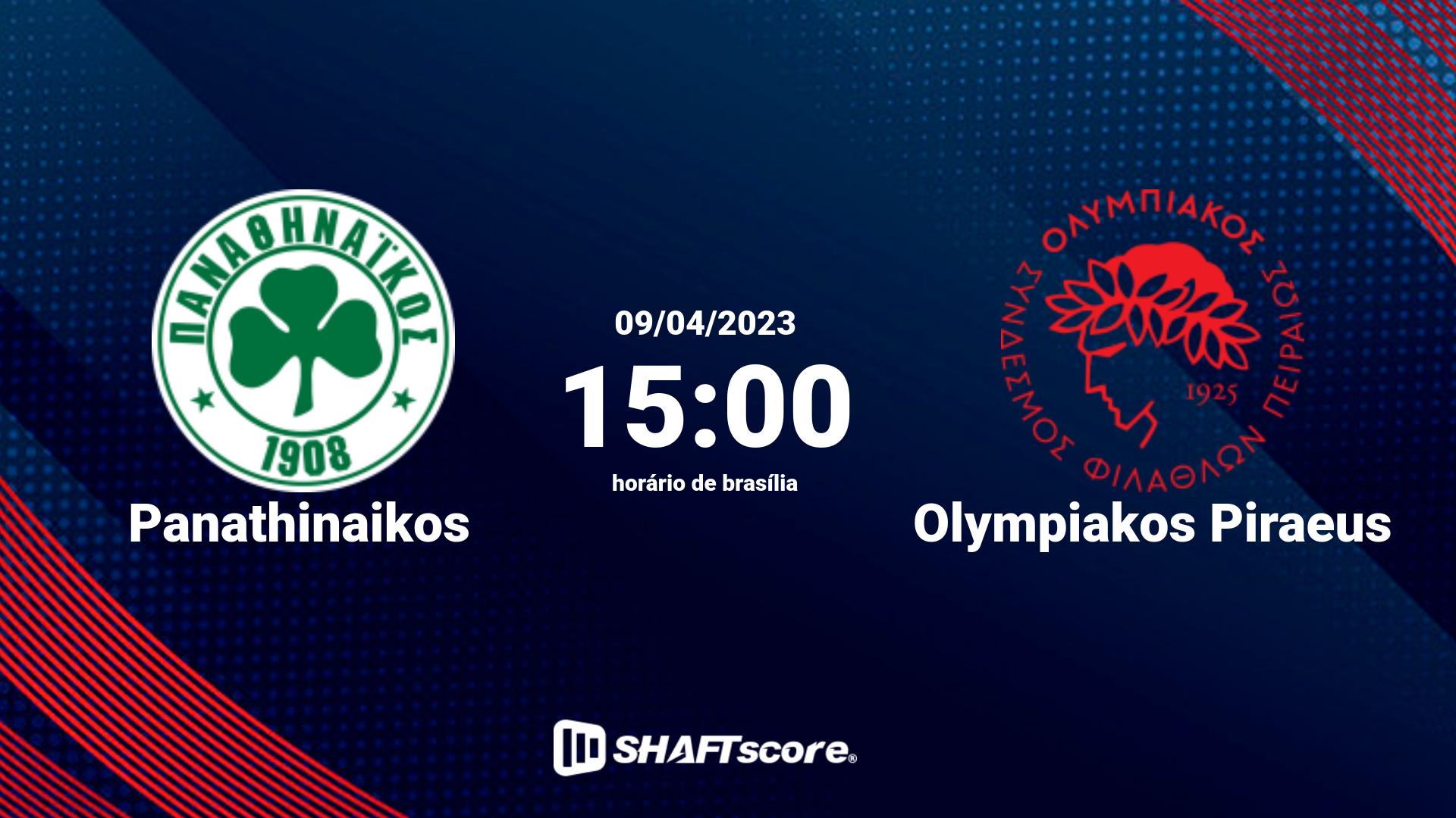 Estatísticas do jogo Panathinaikos vs Olympiakos Piraeus 09.04 15:00