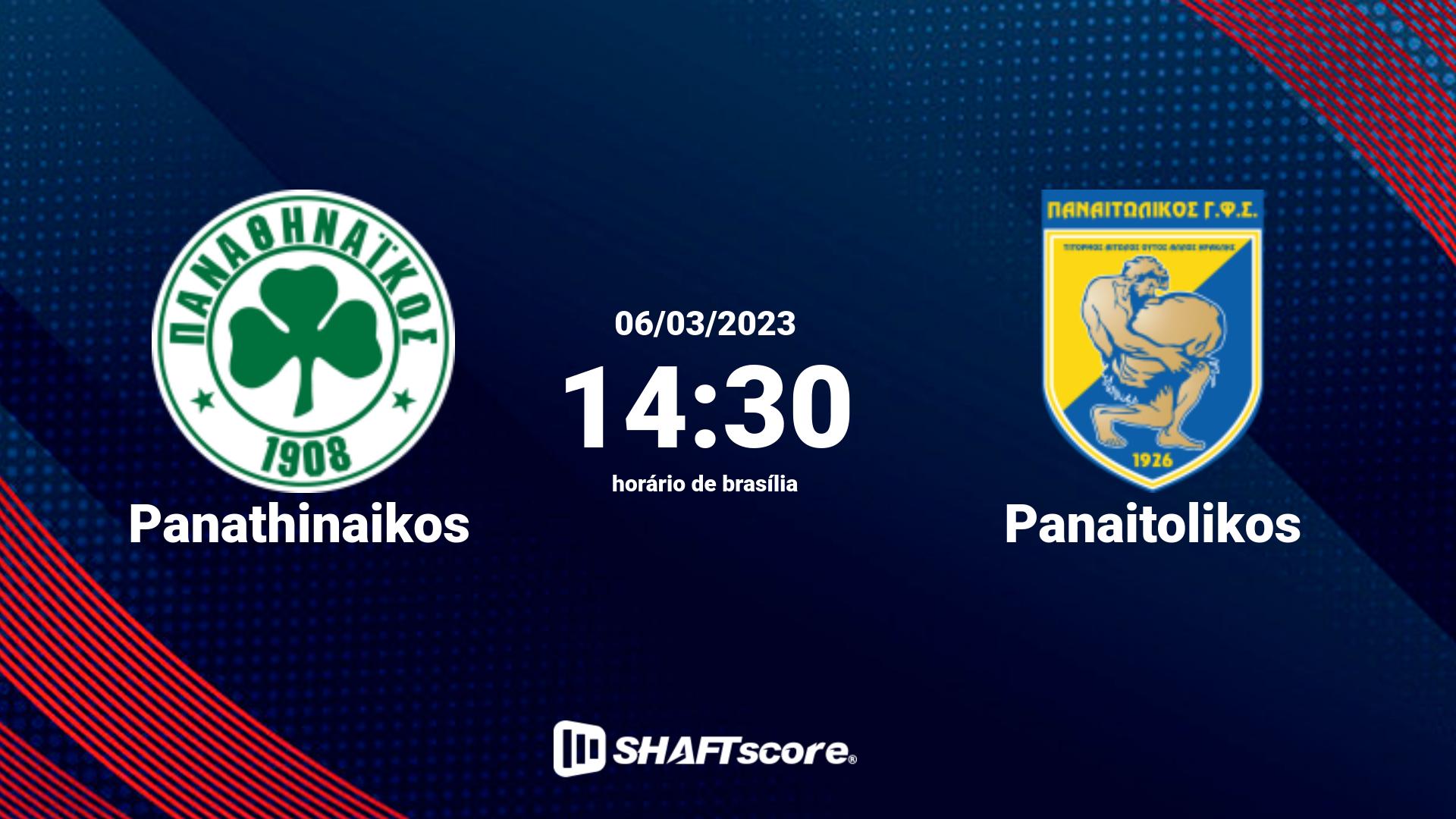 Estatísticas do jogo Panathinaikos vs Panaitolikos 06.03 14:30