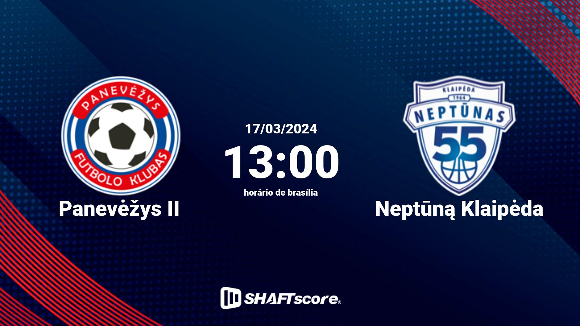 Estatísticas do jogo Panevėžys II vs Neptūną Klaipėda 17.03 13:00