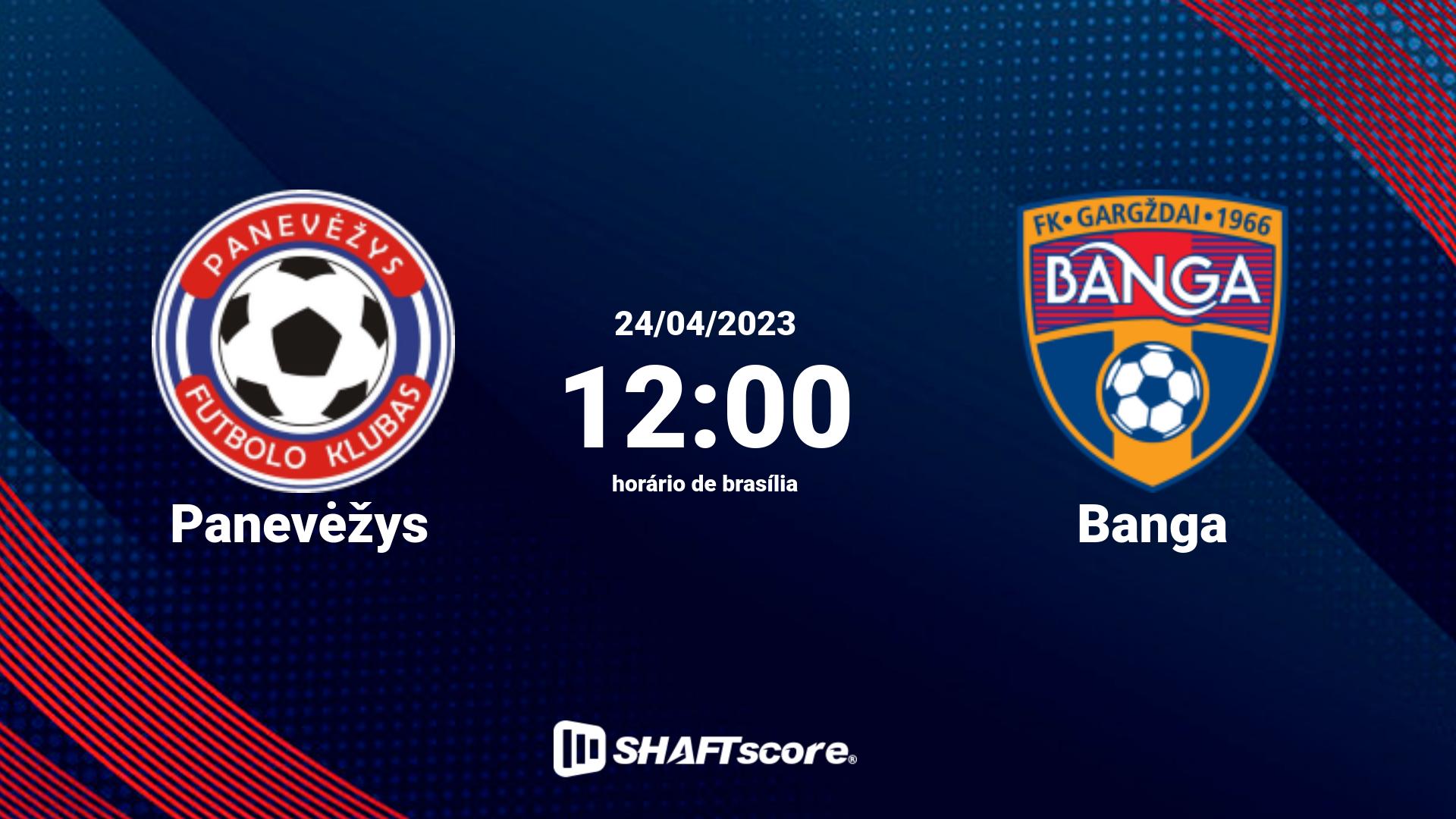 Estatísticas do jogo Panevėžys vs Banga 24.04 12:00