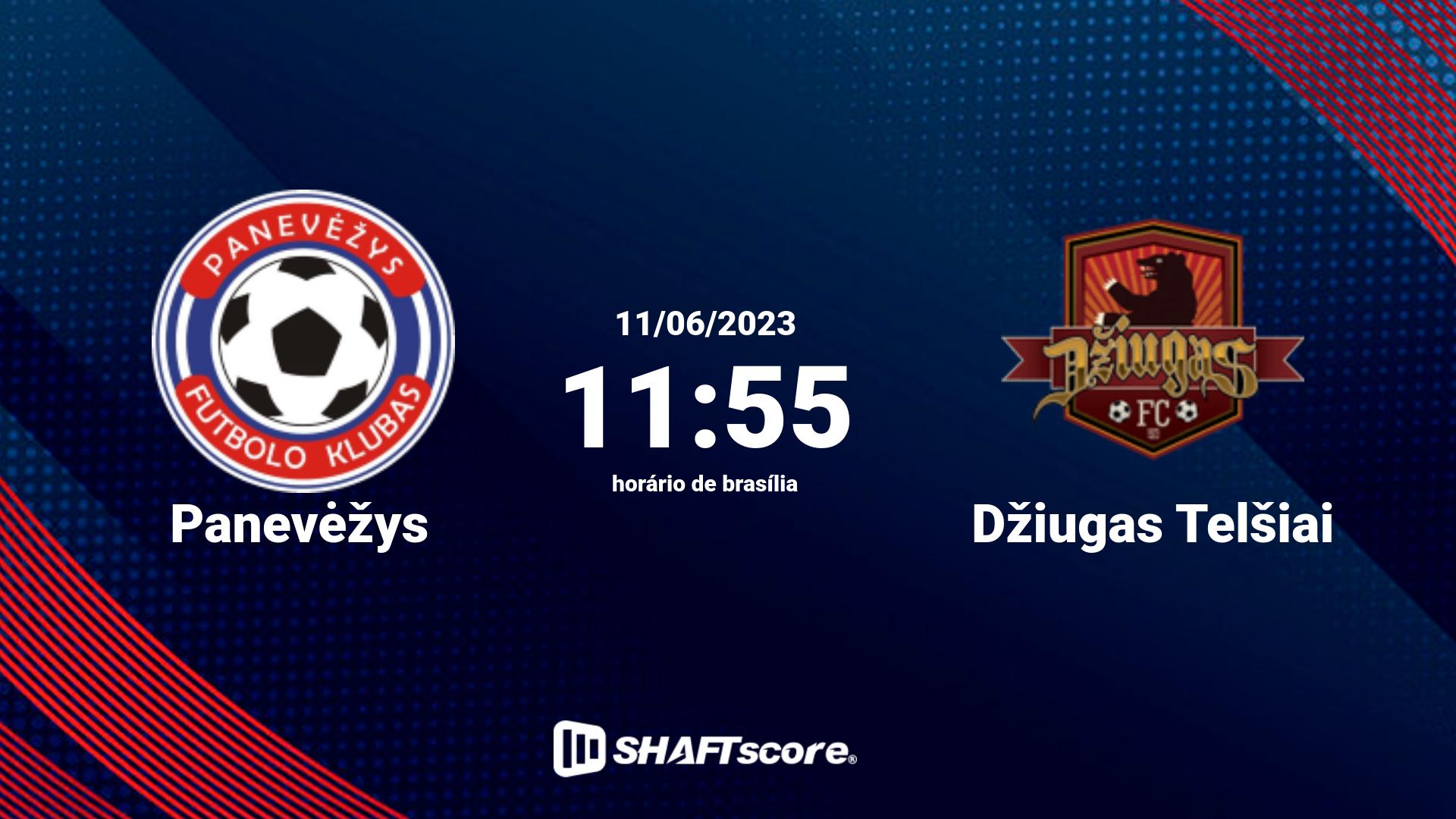 Estatísticas do jogo Panevėžys vs Džiugas Telšiai 11.06 11:55