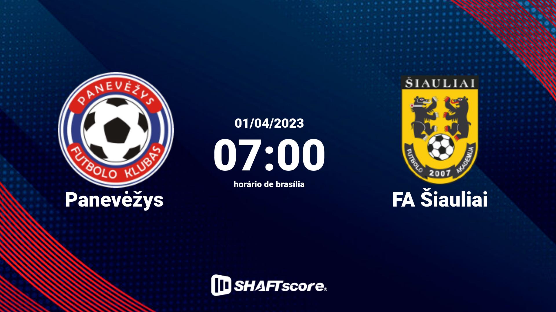 Estatísticas do jogo Panevėžys vs FA Šiauliai 01.04 07:00