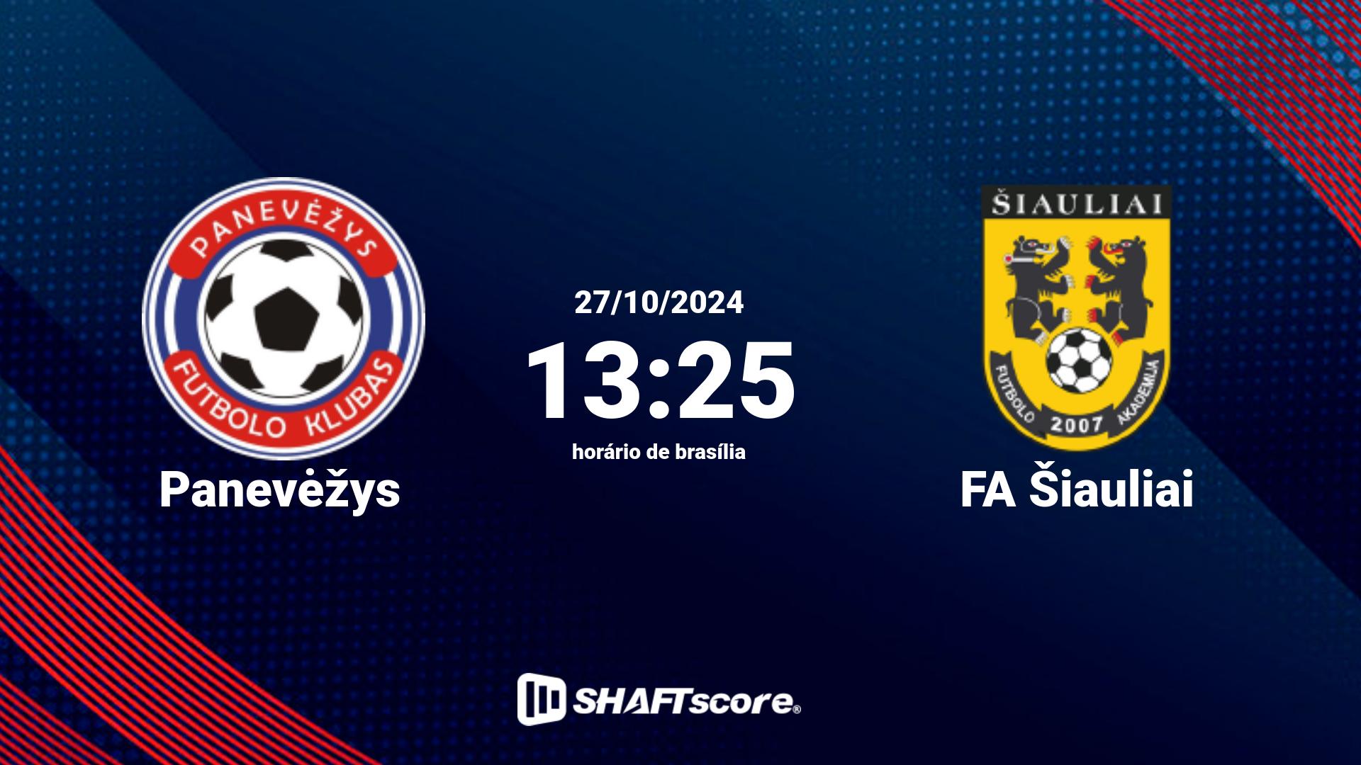 Estatísticas do jogo Panevėžys vs FA Šiauliai 27.10 13:25