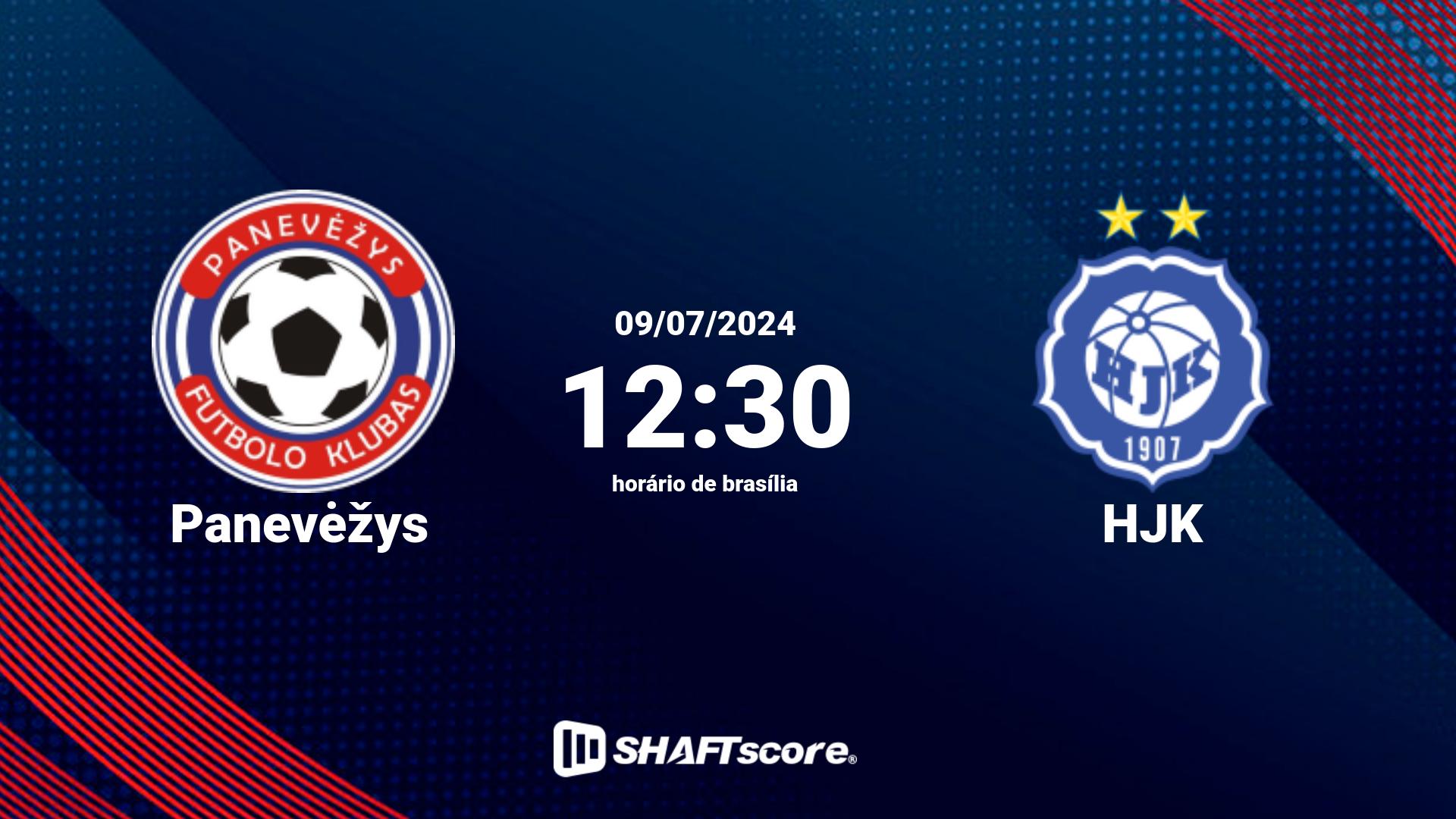 Estatísticas do jogo Panevėžys vs HJK 09.07 12:30