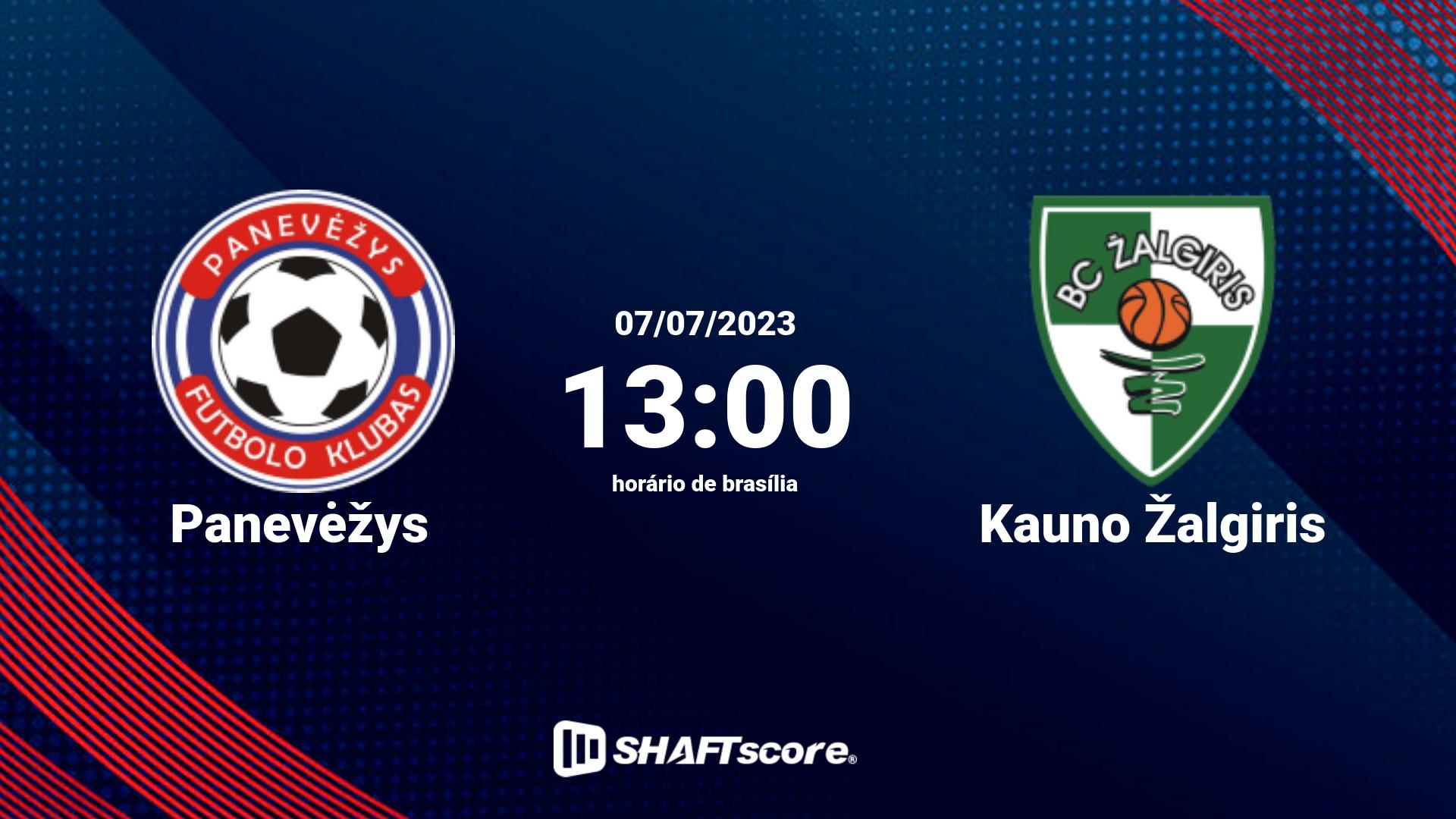 Estatísticas do jogo Panevėžys vs Kauno Žalgiris 07.07 13:00