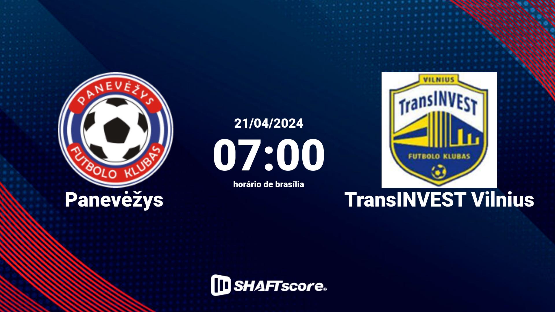 Estatísticas do jogo Panevėžys vs TransINVEST Vilnius 21.04 07:00