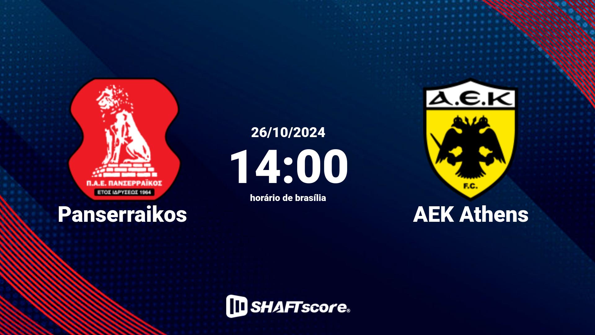 Estatísticas do jogo Panserraikos vs AEK Athens 26.10 14:00