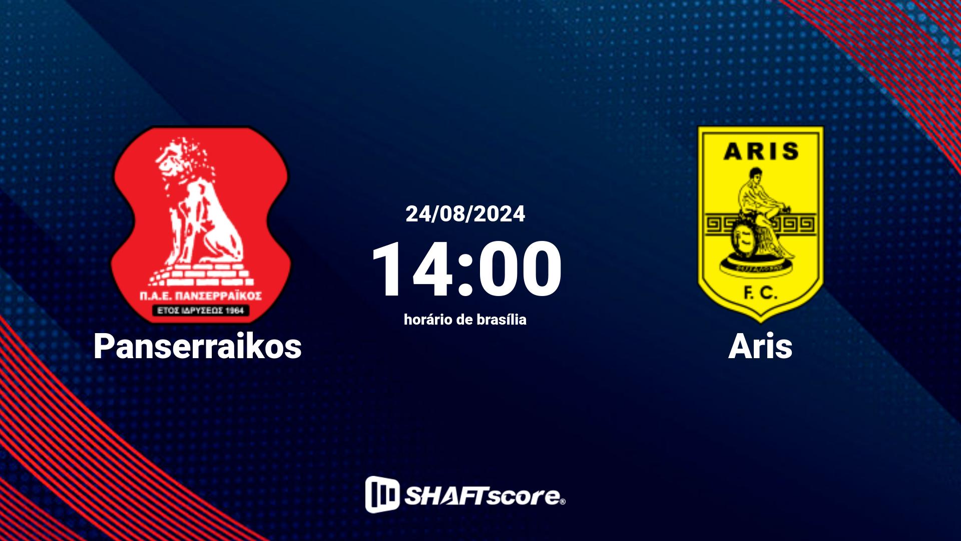 Estatísticas do jogo Panserraikos vs Aris 24.08 14:00