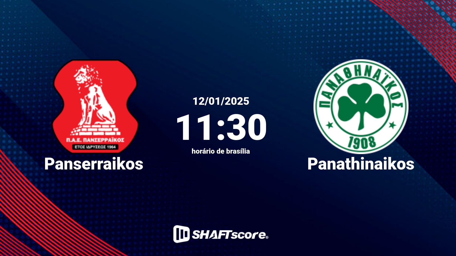 Estatísticas do jogo Panserraikos vs Panathinaikos 12.01 11:30