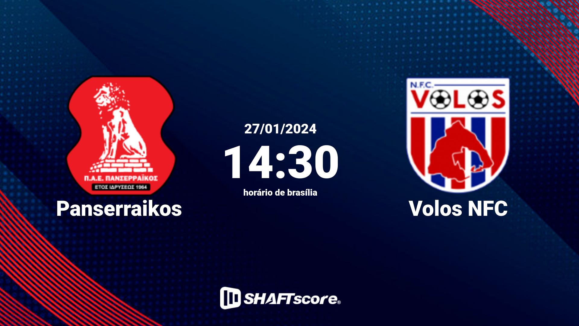 Estatísticas do jogo Panserraikos vs Volos NFC 27.01 14:30