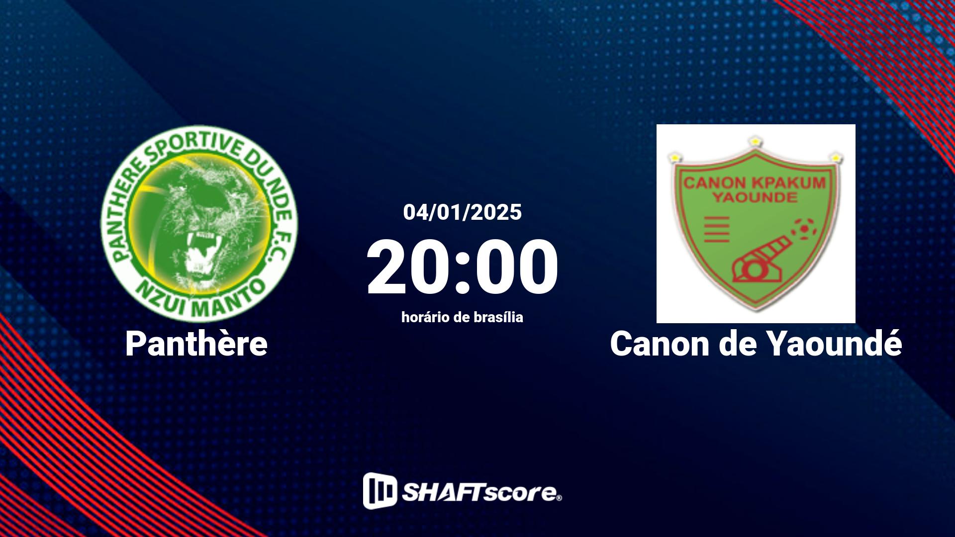 Estatísticas do jogo Panthère vs Canon de Yaoundé 04.01 20:00